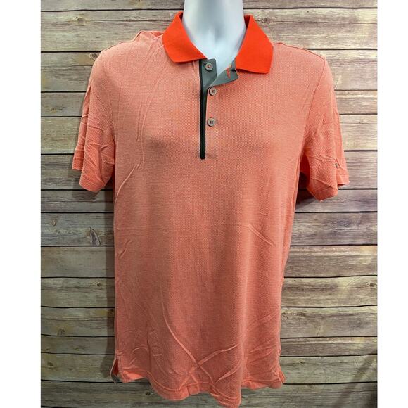 Adidas ClimaChill Polo Shirt Small Orange Gray Orange Contrast Short Sleeve Golf - Picture 1 of 9